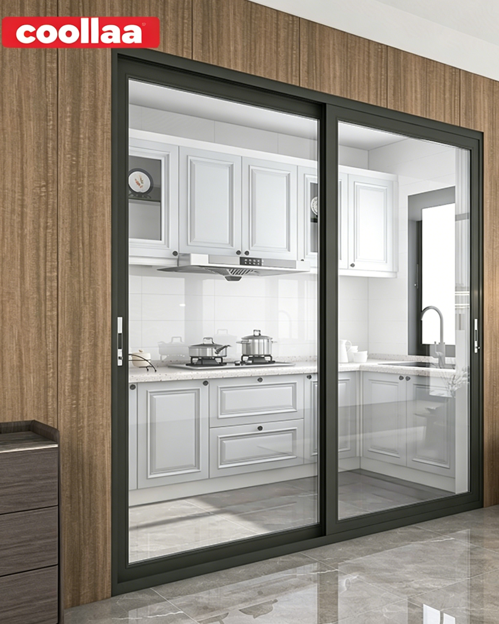 Puertas corredizas interiores de madera y aluminio de moda personalizadas serie 45, adecuadas para familias y hoteles