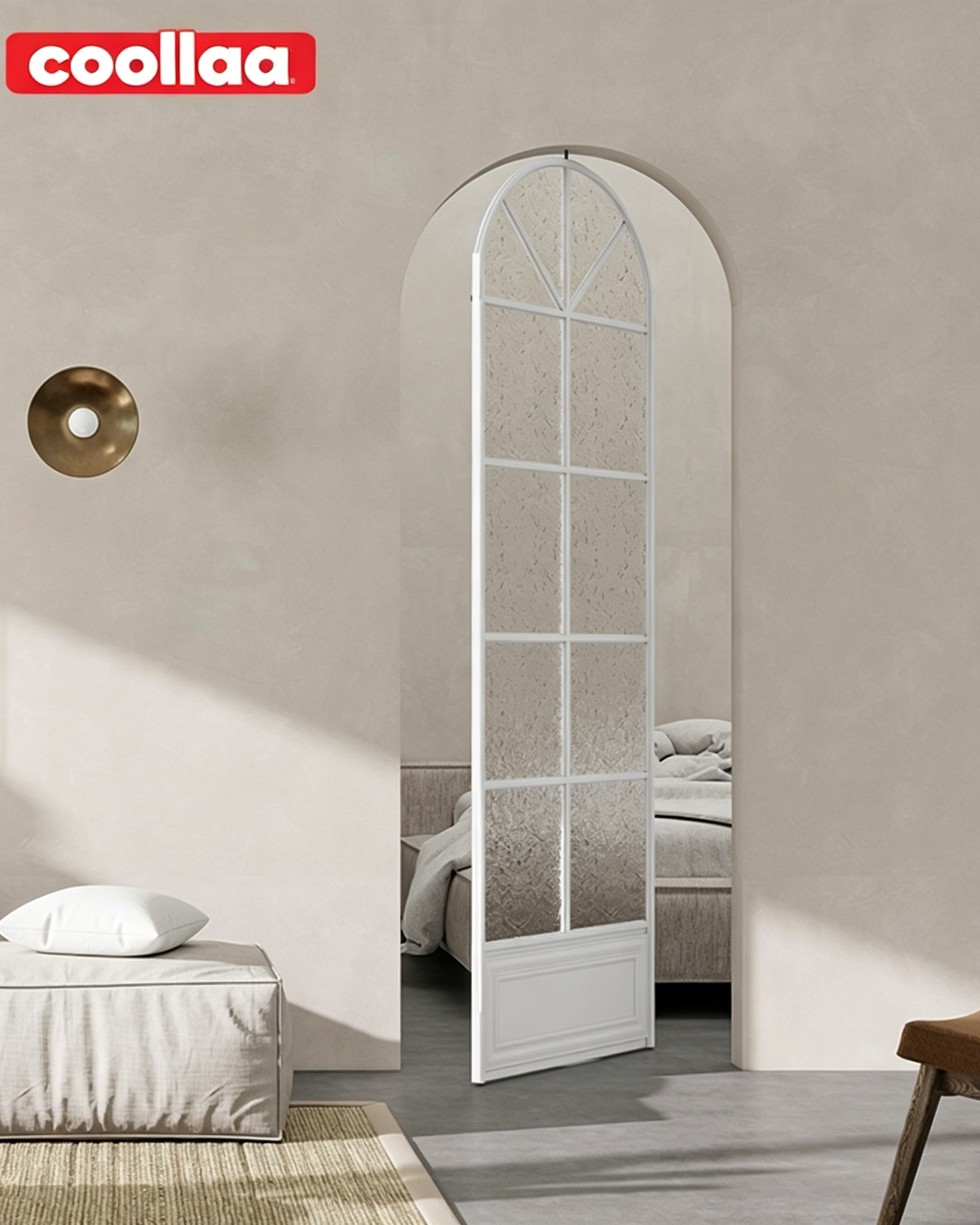 Puerta corredera sin marco de aluminio y madera ecológica para villas modernas