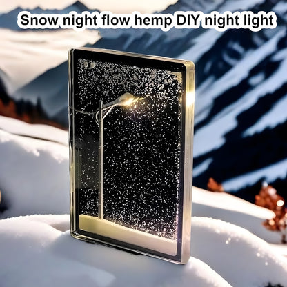 Snow Scenery Street Lamp, DIY Street Light Snow Globe, Snowy Lamp Snowy Lamp DIY Material Pack, Street Flowing Lamp Snow Flowing Night Light, Christmas Snowy Streetlamp Light