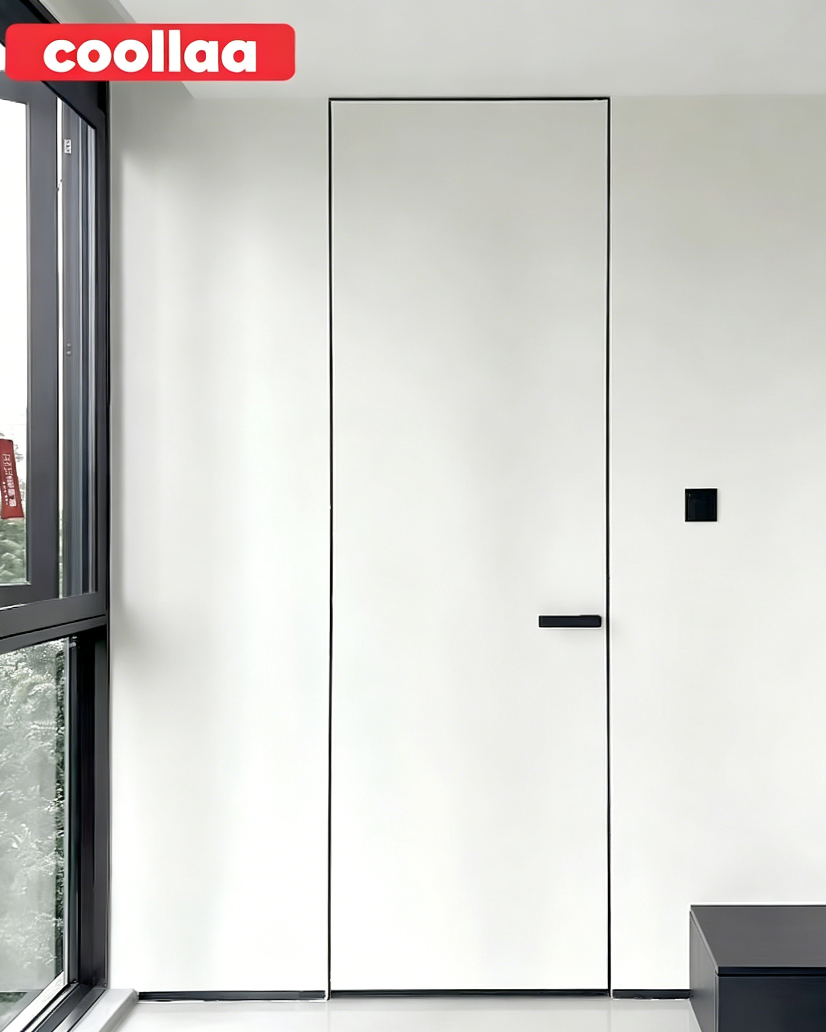 Diseño de pared lisa y plana personalizada con puerta silenciosa de aluminio revestido de madera