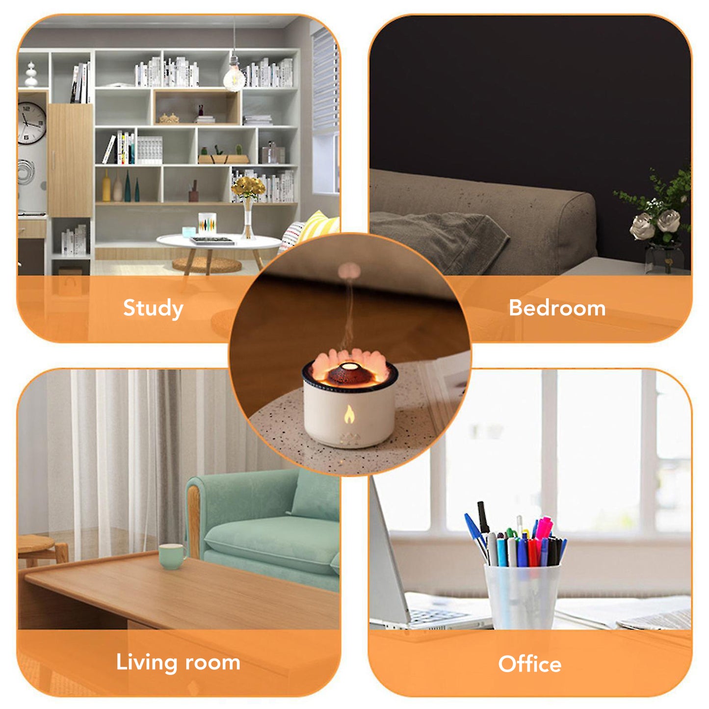 Volcano Diffuser Air Purifier Humidifier for Home and Bedroom, Flame Effect Essential Oils Humidifiers, Two Mist Mode Aromatherapy, Flame Air Diffuser Volcano Aroma